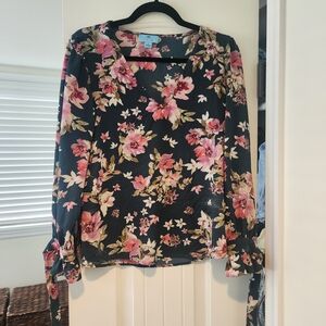 Floral Black and Pink Women's Top